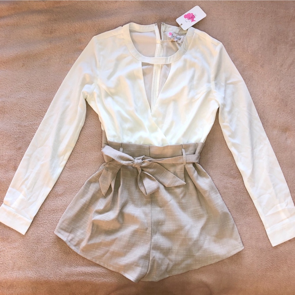 Long Sleeve Tie Playsuit